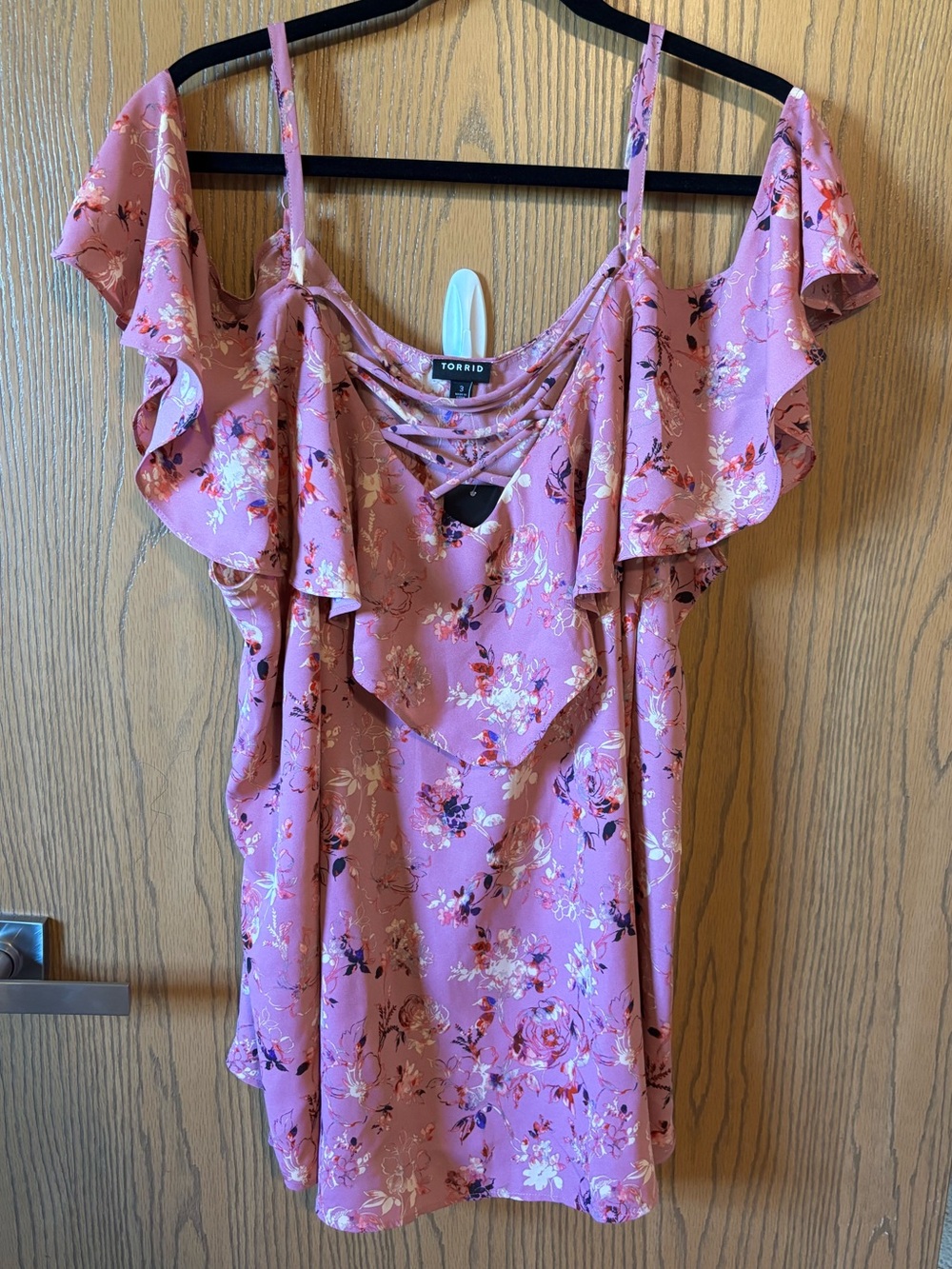 Torrid Floral Ruffle Cold-Shoulder Blouse